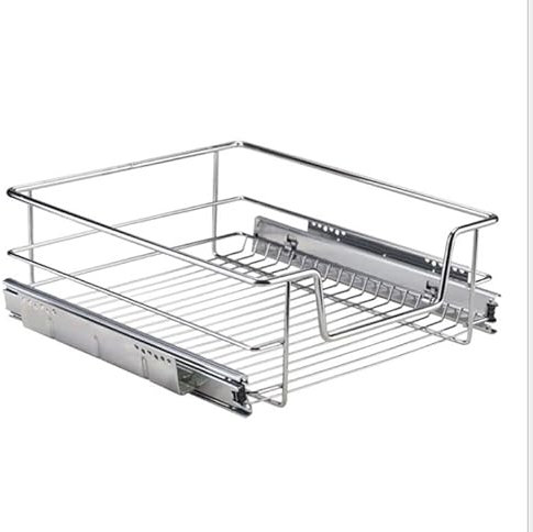 Teleskopschublade, Küchenschublade für Schrankbreite, Korbauszug Schrankauszug, Schubladeneinsätze für Küchenschrank, Schrankauszug, Vollauszug, Chrom, Küchenschrank Auszug (1, 56cm)