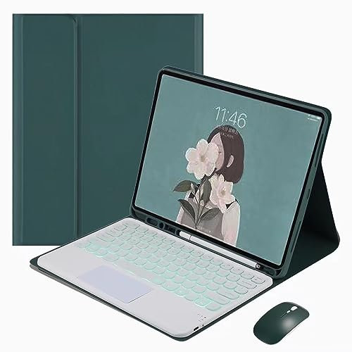 BaMmy Etui Clavier pour Samsung Galaxy Tab A9+ 11 inch (Model SM-X210/X216/X218) 2023 avec Souris, Clavier Détachable avec Support pour Stylet S Pen pour Tablette Galaxy Tab A9 Plus,Dark Green