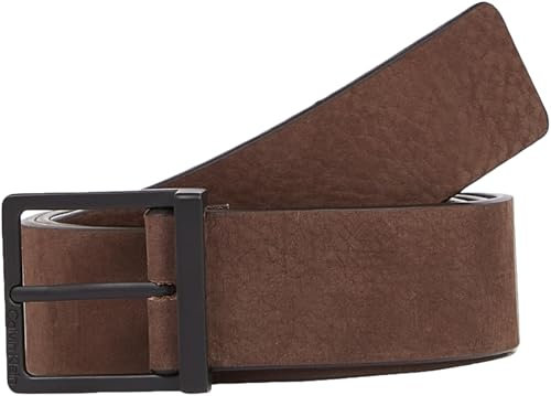 Calvin Klein Herren Gürtel Sleek Square Nubuck eckige Schnalle, Braun (Dark Brown Nubuck), 115 cm