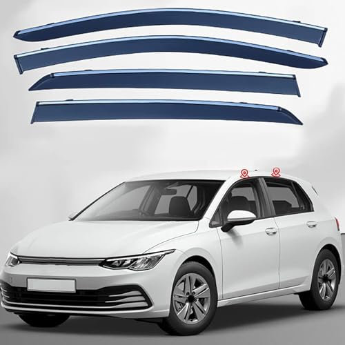 BICUP Windabweiser für VW Golf 8 MK8 2020 2021 2022 2023, Windabweiser Regenabweiser, Auto Seitenfenster Visier Abweiser Auto Zubehör, 4 Stück