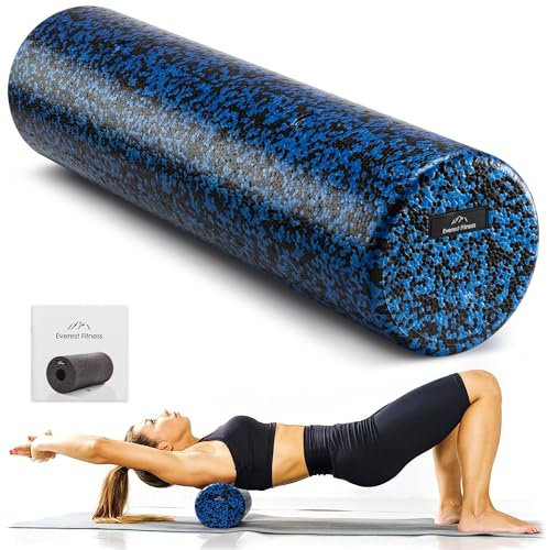 EVEREST FITNESS 60cm Faszienrolle Schaumstoffrolle - Fitness Rolle für Rücken Beine Po - Rückenrolle für Pilates und Yoga - Gymnastikrolle 60cm - Foam Roller - Schwarz/Blau
