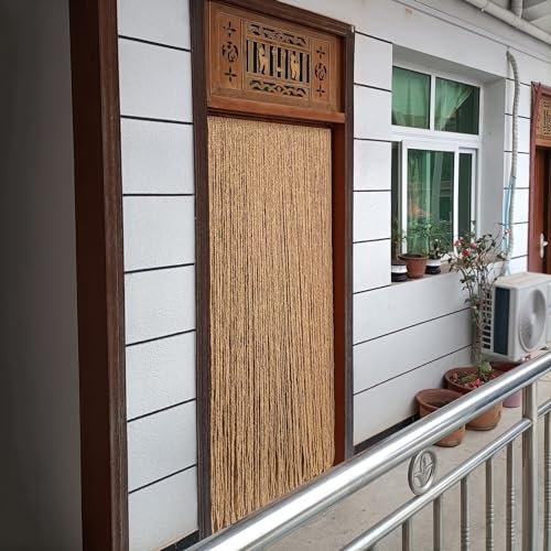 tow000ack Bambusvorhang Türvorhang Bamboo Perlenvorhang Fadenvorhang Holzperlenvorhang Raumteiler Deko Vorhänge für Türen,Fenster,Wohnzimmer Flur,Anpassbar,Breite x Höhe (170cm x 110cm(210 Stränge))
