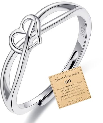 Rajputana Herz Ring, 925 Sterling Silber Ringe für Frauen, verstellbare Liebesknoten Silber Ringe mit kubischem Zirkon, Daumen Ringe für Frauen, Versprechen Ring.