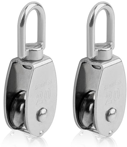 2 Stücke 20mm Umlenkrollen,304 Edelstahl Umlenkrolle Edelstahl Riemenscheibe,Schwenken Rolle,für Seile hängende Drähte maximale Tragkraft 250kg
