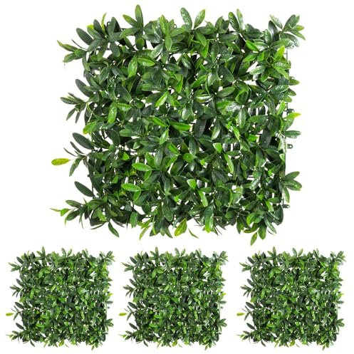 LOLAhome Jardín Vertical Artificial Estilo Hojas Verdes | 1 m2: 4 Paneles de 50x50 cm | PVC: 5 años protección UV | Realista y Elegante, Fácil instalación | para Interior y Exterior | Jardín Vertical