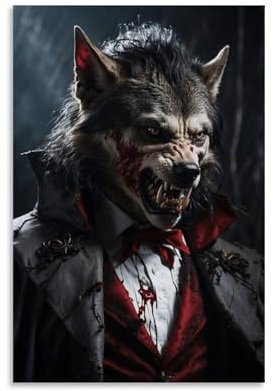 TNERPAR Werewolf Art Poster Dekorative Malerei Leinwand Wandkunst Wohnzimmer Poster Schlafzimmer Malerei,Wandkunst Bilddruck Moderne Familienzimmer Dekor 12x18inch(30x45cm)