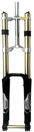 QAINKUN Fourche VTT Fourche VTT Descente Fourche VTT Suspension Amortissement Fourche Vélo Noir Blanc Or Doré Fourches pour VéLo(26 inch Black)