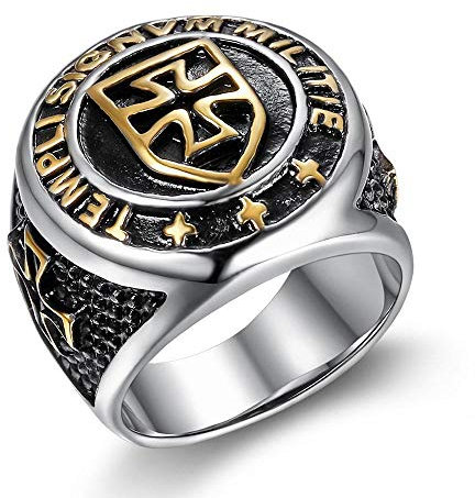 Templer Kreuz Ring Retro Mittelalter Krieger Edelstahl Ring Navy, Army, Air Force 7-13#,Gold,10