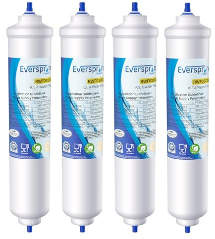 EVERSPRING Filtro de agua para refrigerador Compatible Con Samsung DA29-10105J, DA29-10105J HAFEX/EXP, DA99-02131B, WSF-100, EF9603, HAIER LG Refrigerador de línea, 4 piezas.