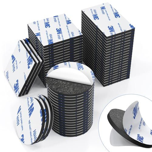 UPwoktem Doppelseitige Klebepads Extra Stark, 60pcs Schaumband, wasserdichte Montagepads, schwarzes Selbstklebeband einschließlich quadratischer Runde und rechteckiger