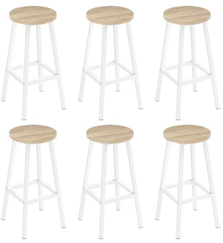 Klihome Barhocker 6er Set, Bar Hocker 64.5cm, Helle Eiche