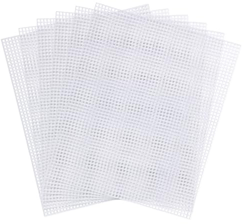 6stk Kunststoff-Netz-Leinwandblätter, 28x23cm 5CT Kunststoff-Netz-Leinwand Kunststoff-Netz-Leinwandblätter zum Sticken Kunststoff-Netzsieb für DIY-Häkelarbeiten(Transparent)