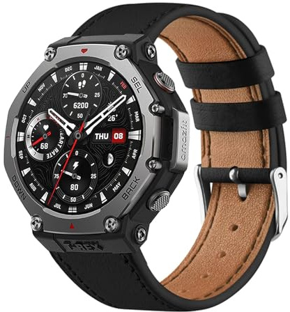 KUWAI Weiches Leder Armband Kompatibel mit Amazfit T-Rex 3 Uhrenarmband, mit Verstellbare Metallschnalle Lederarmband für Herren und Damen Sport Ersatzarmband für T-Rex 3 Armbänder (7)
