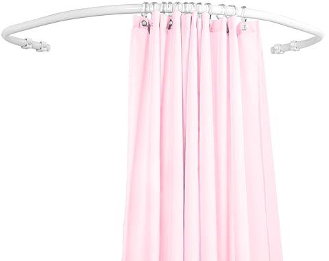 Sasko Duschvorhangstange Duschstange Duschvorhang L-Form Rundbogen Symmetrisch Aluminium Belastbarkeit 25 kg Gardinenstange für Vorhang für Badewanne & Dusche Wandmontage - Weiß - 130x130 cm