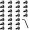 HOTUT 25 Pcs M6 Bolts Set, Black Hexagon Socket Head Cap Screws with Wrench, Stainless Steel Round Head Hex Socket Head Cap Machine Screws, Thread Fastener Hex Bolts, Pan Head Furniture Bike Bolts Set