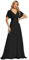 Ever-Pretty Women's Double V-Neck Short Flutter Sleeves Empire Waist Elegant Chiffon Long Evening Dresses Black 6UK