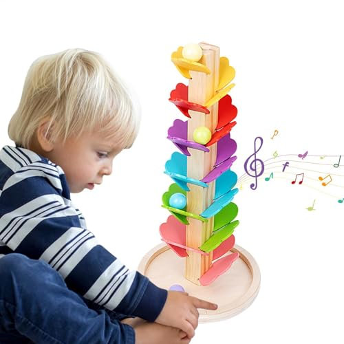 Klang-Murmelbahn Regenbogen Baumballspielzeug Musikbaum aus, montessoris-Spielzeug Musikalische Baum-Ball-Drop-Puzzlespiele Musikbaum-Kugelbahnspielzeug