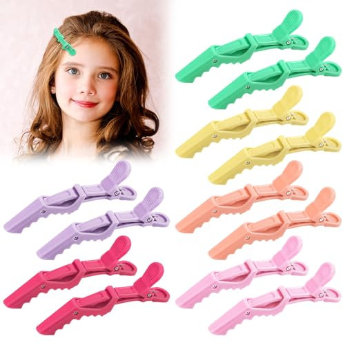 LOPHE Haarspange, 12 Stück Haarclips in Bonbonfarbe Haarklammern Friseurbedarf, Krokodil-Abteilklammern Zum Stylen Und Schneiden, Hair Clips for Women, Große