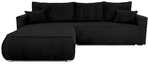 BROMARKT Sofa mit Schlaffunktion Couch L polsterreiniger Sofa Bettkasten Schlafsofa für Wohnzimmer Couch freistehend Havana Relaxsofa 3 sitzer 270x173x80 cm Schwarz