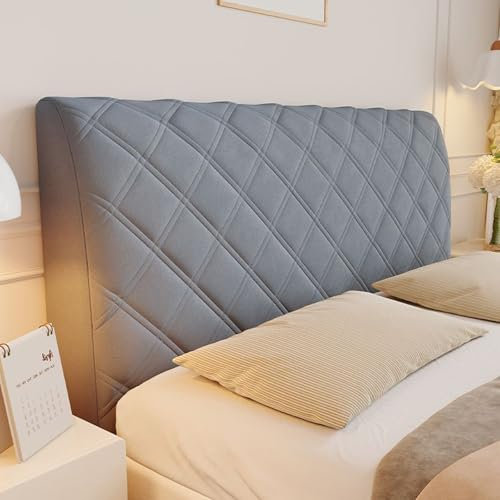 Bett Kopfteil Bezug All-Inclusive Verdicken Kopfteilbezug überzug Bett Kopf Rückenlehne Staubdichte Bezug Stretch Strecken Bett Kopfteil Abdeckung für eine Vielzahl von Bettköpfen (Grau, 180cm)