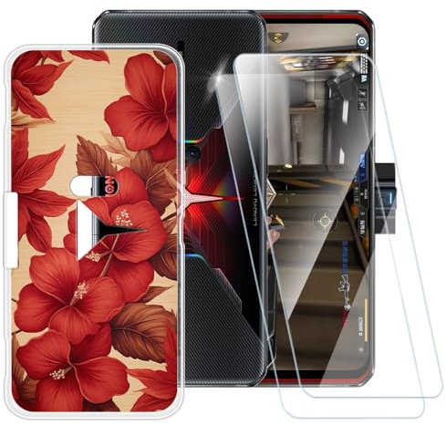 Printed TPU Case + 2-Pack Tempered Glass Screen Protector Compatible with Lenovo Legion, Artistic Slim Shockproof Cover, Anti-Scratch, Full Protection