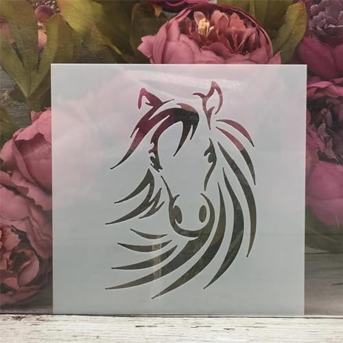 Schablonen zum Malen, 15 x 15 cm, Pferdekopf-Schablonen-Set zum Malen auf Holz, Wand, Leinwand, Stoff, Stein, Schild, DIY-Kunstprojekte, Heimdekoration