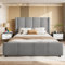 Zubaliya Lit rembourré 160 x 200 cm avec Port USB + Type-C,tête et Pied de lit Hauts,Cadre de lit 2 personne160 x 200 avec sommier à Lattes,Velours (Gris)