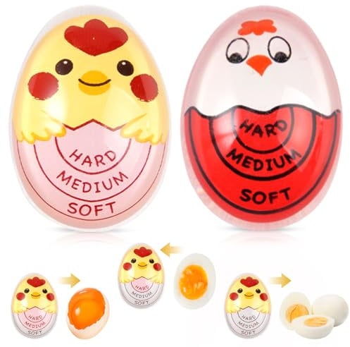 2 Stück Egg Timer Harz (Hart/Mittel/Weich), Eieruhr zum Mitkochen, Eggtimer, Egg Timer zum Mitkochen, Wiederverwendbarer Eggtime, Eieruhr Farbwechsel mit Farbwechsel für Zuhause, Schule, Restaurant