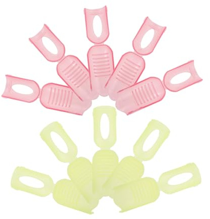 DECOMELODY Lot De 10 Pinces Pour Vernis à Ongles Semi-permanent Réglables, Plastique Translucide Rose Foncé Et Jaune, Outil De Retrait Professionnel Adapté à Tous Types D’ongles Pour Usage Voyage