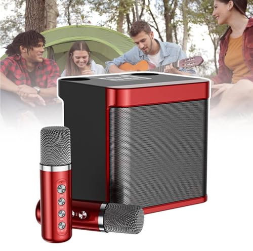 YXYSSMDGHY Home Karaoke Bluetooth Speaker Set,10w Karaoke Bluetooth Audio All-in-One Machine,Bluetooth 5.0, 7.4v/3000mah,Five Voice Changing Modes,With 2 Microphones,Red