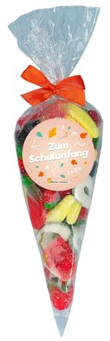 World of Sweets Süßigkeiten Spitztüte 400g Zum Schulanfang | Bunte Fruchtgummi-Schaumzucker-Mischung, Geschenkidee zur Einschulung, Mitbringsel, Kleine Aufmerksamkeit