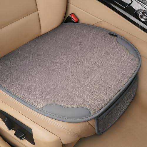 Marjoramy Sitzkissen Auto Vordersitze 51x50cm – Universal Sitzauflagen Auto Atmungsaktiv, rutschfest Autositzschoner Vorne, Weiche Sitzauflage gegen Schwitzen für Autos, SUV, LKW (Grau)