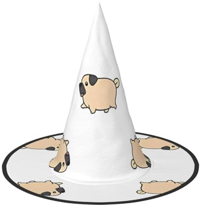 ZHAOUR 1 x Halloween-Hut – Mops-Druck, Hexen-Dekoration, Party, Cosplay, Rollenspiele, Karneval, Maskerade-Zubehör
