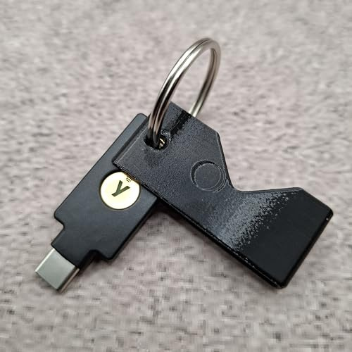 Case Schutzhülle Schwarz kompatibel mit Yubico Yubikey 5C NFC USB-C | Hülle mit Clic-Verschluss Klapp-Design und Schlüsselring zu Sicherheitsschlüssel - Schutz vor Verlust & Abnutzung