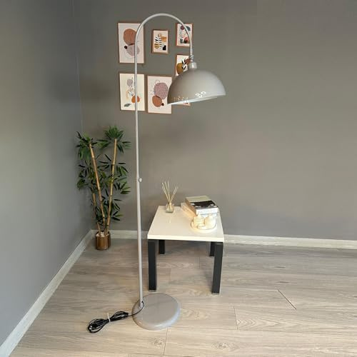 bamyum Gorkiede Metall, Moderne, Stehlampe Wohnzimmer, Schlafzimmer, Kinderzimmer mit E27 Fassung, 30 cm Breit, verstellbarer Lampenschirm, Stehleuchte mit Dimmer, Grau