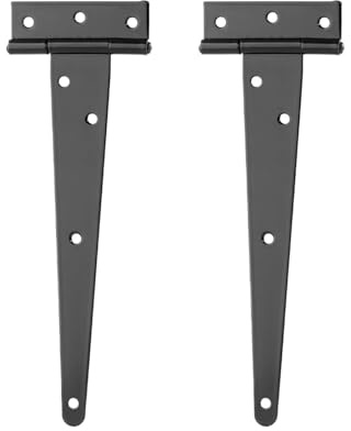 Charnières de porte grange en fer noir forme T, 2 pièces, charnière métallique for meubles rustiques for armoires cuisine bois, clôture garde-robe(Black 223mm)