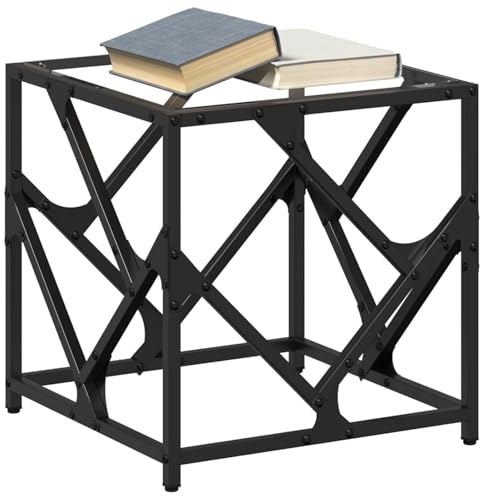 HOMELEN Couchtisch Glasplatte Transparent 40x40x41 cm Stahlgestell Wohnzimmertisch mit schmutzabweisender Oberfläche - Moderner Sofatisch für Snacks Getränke Deko,Tische & Kaffeetische
