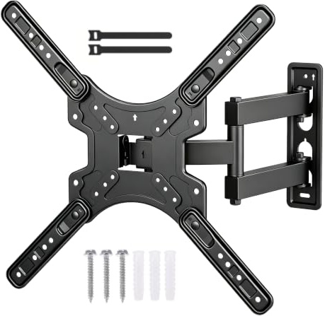 XINLEI TV Wandhalterung Schwenkbar Neigbar, TV Halterung für 26-65 Zoll Flach & Curved Fernseher bis 35 kg, max. VESA 400x400mm, Platzsparende Fernsehhalterung mit 62-425mm Abstand