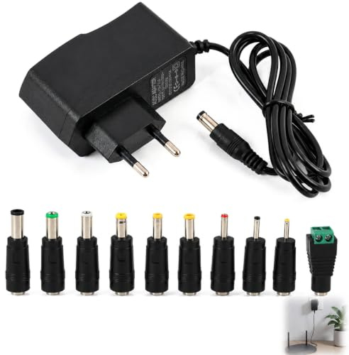 Adaptateur d’Alimentation Universel 12V 1A avec câble de 1,5 m, entrée AC 100-240V 50/60Hz, connecteur Jack 5,5 x 2,5 mm Compatible avec TV Box, Bandes LED, routeurs et Autres appareils électroniques
