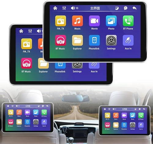 Monitor Per Poggiatesta Auto Da 10,1 Pollici – Schermo IPS 1024x600, Ingresso/uscita Scheda TF/USB/AV, Supporto Video 4K, Radio FM, Riproduzione MP3/MP4/MP5 | TV Per Auto Con 9 Lingue,2pc