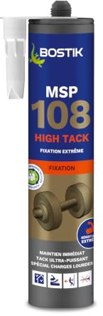 BOSTIK MSP 108 HIGH TACK Blanc 290 ml | Mastic Colle MS Polymère Haute Performance - Fixation Extrême Immédiate - Idéal Charges Lourdes - Multi-Matériaux