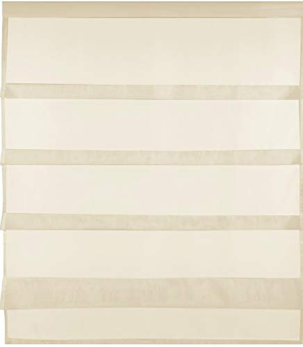 Transparente Bistrogardine Raffoptik mit Stangendurchzug in Voile, schlicht und modern in vielen erhältlich (90 x 110 cm/beige - Nude)