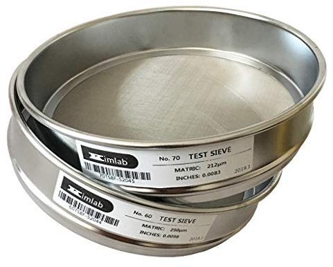 KimLab Economy Test Sieve #120 / 125μm Mesh Size,304 Stainless Steel Wire Cloth, 8 Diameter