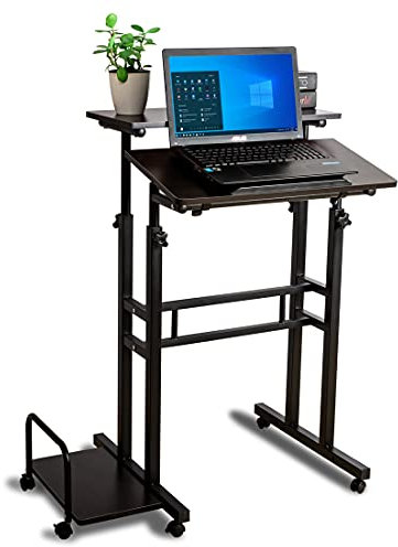 Homelikesport Support réglable en hauteur pour ordinateur portable et ordinateur portable avec roues au bureau