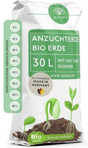 Bio Anzuchterde 30 L - Aus 100% nachwachsenden Rohstoffen - Aussaaterde für Gemüse, Kräuter, Stecklinge, Tomaten, Chili - Saaterde - Aufzuchterde - Anzuchtserde - Aufzuchtserde