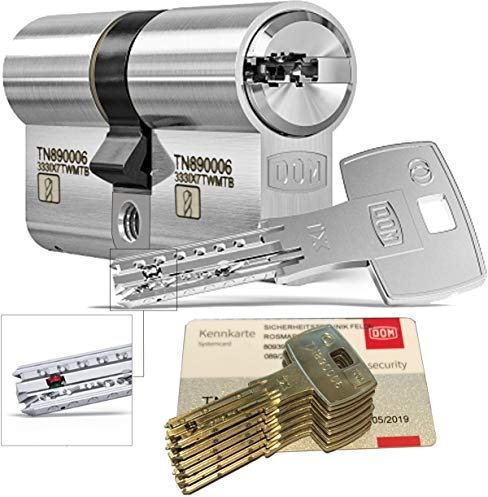 DOM iX Twido 333iX7TWMTB Modular-Doppelzylinder mit 6 Schlüssel, Länge (a/b) 30/30mm (c= 60mm), mit Sicherungskarte, mit Not- u. Gefahrenfunktion und erhöhtem Bohrschutz