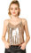 Allegra K Damen Festliches Oberteil Glitzer Top Spaghetti Party Club Camisole Pailletten Shirt Gold L