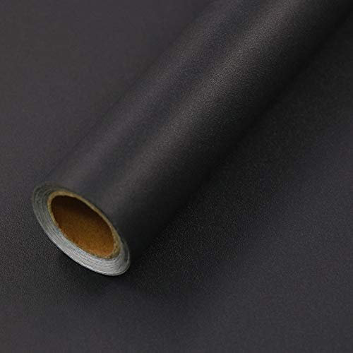 Abyssaly Black Wallpaper Sticky Back Plastic Vinyl Wrap Self Adhesive Wallpaper 40cm X 300cm for Home Decoration Kitchen Worktops Furniture Stickers