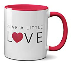 Give A Little Love Red Balloon Novelty Mug John Lewis Christmas Advert 2020 Xmas TVCeramic Handle Idea Heavy Duty Handle Dishwasher and Microwave Safe (Red Handle)