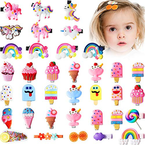 36 Stück Süße Haarspangen für Mädchen Süßigkeit Regenbogen Haarnadeln Eiscreme Einhorn Süße Haarspangen Clips Spaß Dessert Muster Haarschmuck Karikatur Blume Obst Haar Klammern